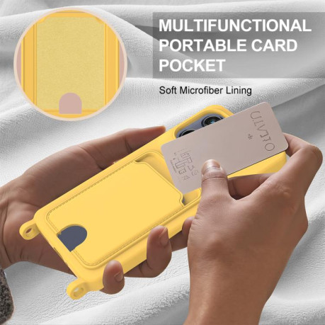 Силиконовый чехол Integrated Card Bag Solid Color Liquid Silicone на Motorola Edge 50 Neo / 60 Neo — жёлтый