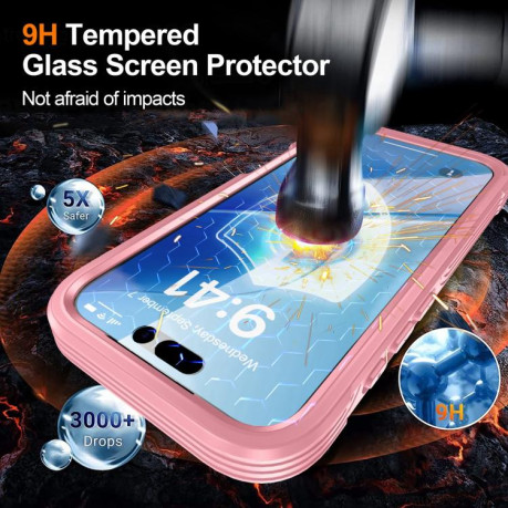 Двосторонний противоударный чехол Life Waterproof MagSafe Magnetic Rugged для iPhone 17 - розовый