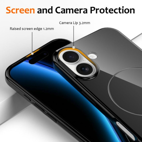 Противоударный чехол Glossy TPU Shockproof MagSafe на iPhone 17 - черный