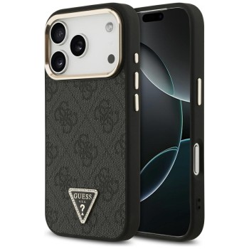 Оригинальный чехол Guess 4G Triangle Logo с MagSafe для iPhone 17 Pro / 18 Pro — чёрный