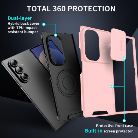 Противоударный чехол Sliding Camshield для Samsung Galaxy Fold 7 - розовый