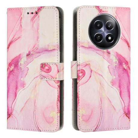 Чехол-книжка Painted Marble Pattern для Realme 12 5G / 13 5G Global - розовое золото