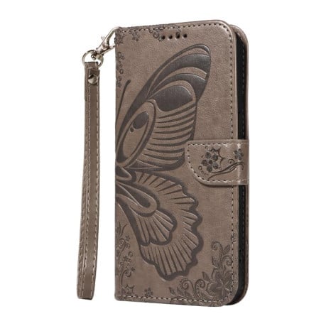 Чехол-книжка Swallowtail Butterfly Embossed Leather на Samsung Galaxy A07 5G - серый
