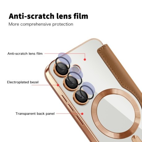 Чохол-книжка Shield MagSafe RFID Anti-theft Leather для Samsung Galaxy S24 FE 5G - коричневий