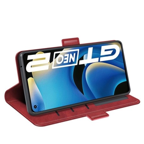Чехол-книжка Dual-side Magnetic Buckle для Realme GT NEO 3T/GT 2/ GT Neo 2 - красный