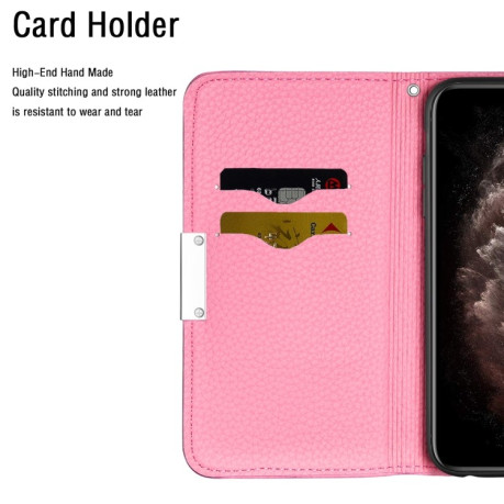 Чехол-книжка Litchi Texture Solid Color на Samsung Galaxy A03s - розовый