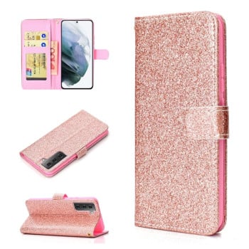 Чохол-книжка Glitter Powder Samsung Galaxy S21 FE - рожеве золото