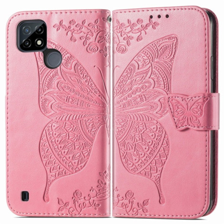 Чехол-книжка Butterfly Love Flower Embossed на Realme C21Y/C25Y - розовый