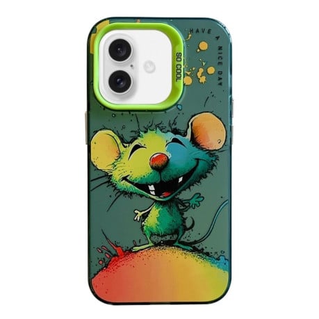 Чехол Animal Pattern Oil Painting Series для iPhone 16 Plus - Mouse