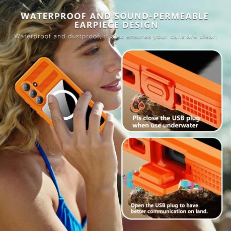 Ударостійкий чохол RedPepper IP68 Waterproof MagSafe на Samsung Galaxy S26+ 5G — оранжевий
