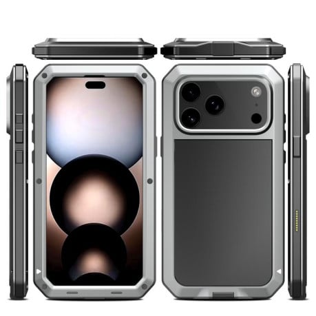 Противоударный чехол RedPepper Triple-proof Metal на iPhone 17 Pro - серебристый