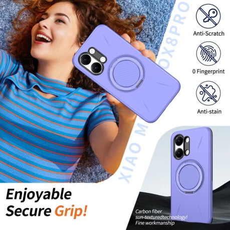Чохол Metal Rotation Holder MagSafe TPU Hybrid PC з металевим поворотним тримачем і MagSafe на Xiaomi Redmi Turbo 5 Max 5G / Poco X8 Pro Max 5G — фіолетовий