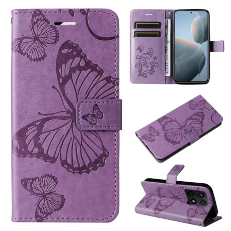 Чохол-книжка Embossed Butterfly для Xiaomi 14T - фіолетовий
