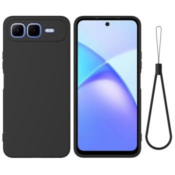 Силиконовый чехол Solid Color Liquid Silicone для Infinix Smart 10 Plus 4G — чёрный