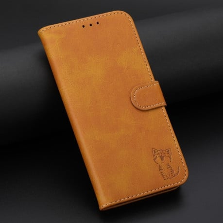 Чехол-книжка Happy Cat Pattern на Samsung Galaxy A26 5G / A17 5G - желтый