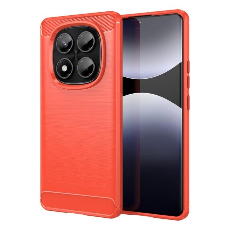 Протиударний чохол Brushed Texture Carbon Fiber на Xiaomi Redmi Note 14 Pro 4G - червоний