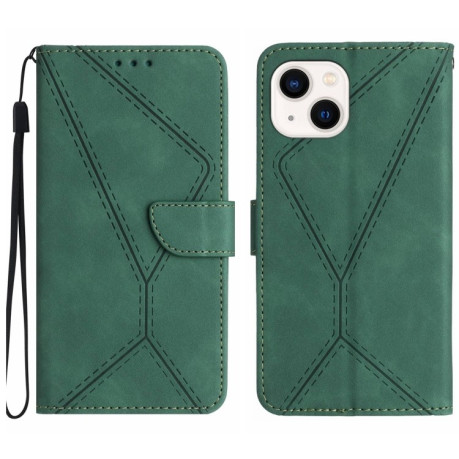 Чохол-книжка Stitching Embossed Leather iPhone 15 -зелений