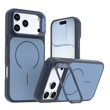 Чохол Bright Color Contrast Skin-feel Camera Bracket з MagSafe і підставкою біля камери на iPhone 18 Pro Max — синій