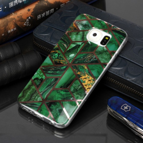 Чехол Plating Marble Pattern для Samsung Galaxy S6 edge - зеленый