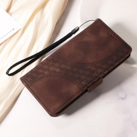 Чехол-книжка Embossed Rhombus Starry Leather для Xiaomi Redmi Note 14 4G 164.84mm - коричневый