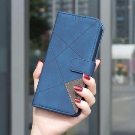 Чохол-книжка з фактурою Rhombus і магнітним хлястиком для Redmi Note 15 Pro 4G Global 165.8mm — синій