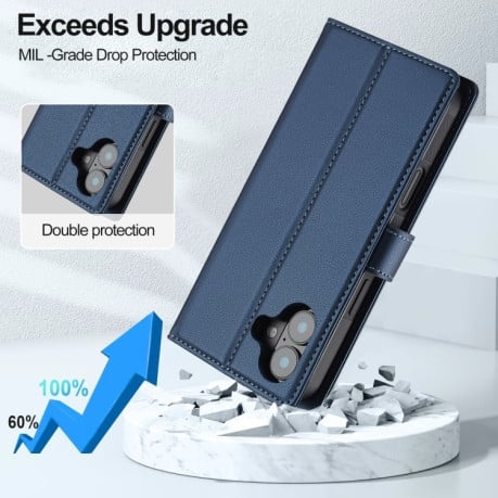 Чехол-книжка LCIMEEKE L2 Series Detachable Magsafe для iPhone 16 - синий