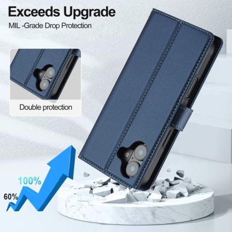 Чехол-книжка LCIMEEKE L2 Series Detachable Magsafe для iPhone 16 Plus - синий