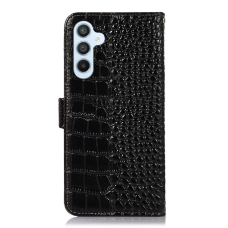 Кожаный чехол-книжка Crocodile Top Layer на Samsung Galaxy A55 5G - черный