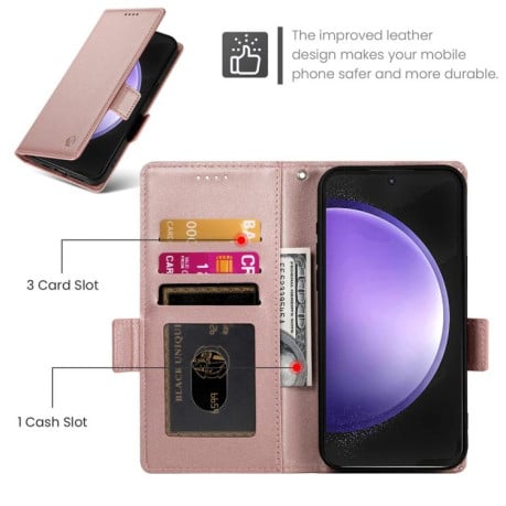 Чехол-книжка Side Buckle с магнитной застежкой и матовой кожей на Samsung Galaxy S25 FE 5G - золото