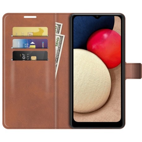 Чехол-книжка Retro Calf Pattern Buckle для Samsung Galaxy A03s - светло-коричневый