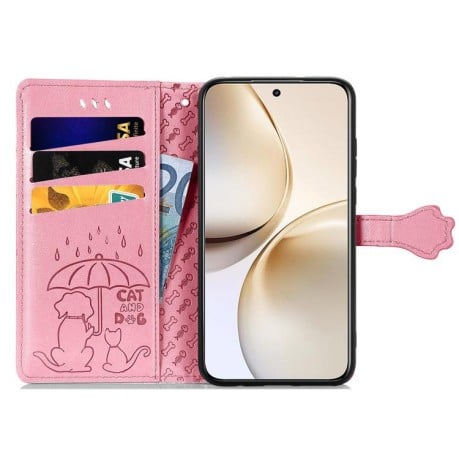Чехол-книжка Cat and Dog для Realme 14 Pro+ - рожевий