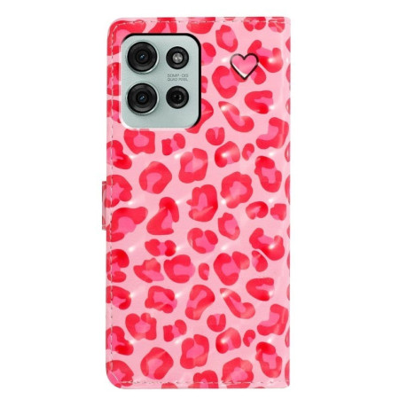 Чехол-книжка 3D Painting для Motorola Moto G75 5G - Pink Leopard Print