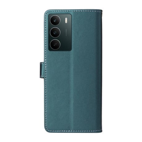 Чехол-книжка Six Card Slots Buckle Leather with Lanyard на Realme C75 - зеленый