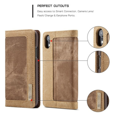 Чехол- книжка CaseMe Magnetic Jeans для на iPhone XR- коричневый
