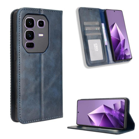 Чохол-книжка Magnetic Buckle Retro Crazy Horse Texture на Infinix Note 50 Pro+ - синій