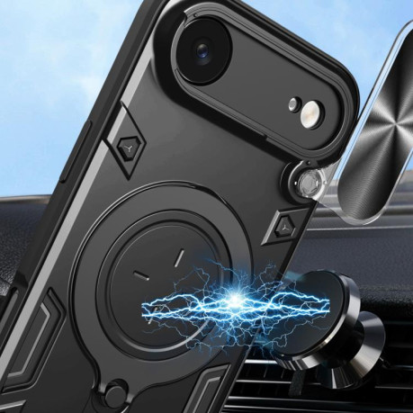 Противоударный чехол CD Texture Sliding Camshield Magnetic Holder на iPhone Air - черный