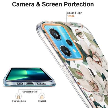 Противоударный чехол Ring IMD Flowers для Realme 9 Pro Plus 5G - Green Gardenia