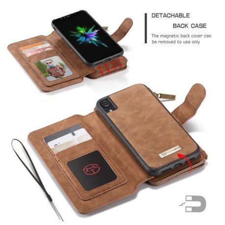 Шкіряний чохол-гаманець CaseMe Wallet для iPhone XR - коричневий
