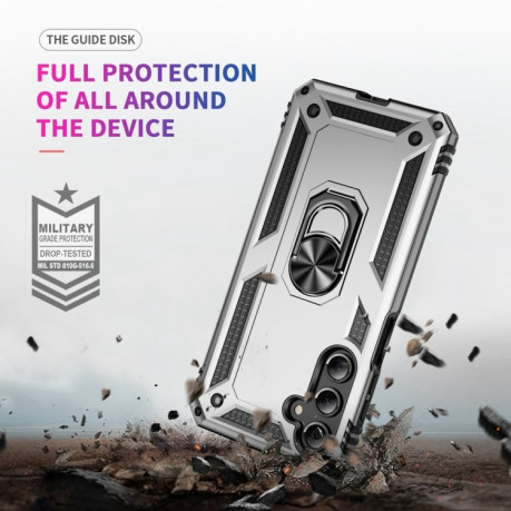 Противоударный чехол HMC 360 Degree Rotating Holder на Samsung Galaxy A16 5G - серебристый