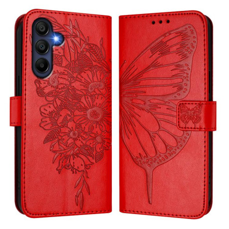 Чохол-книжка з тисненням &quot;метелика&quot; та магнітним хлястиком на Samsung Galaxy A17 5G - червоний