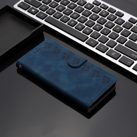 Чохол-книжка Seven Butterflies Embossed Leather для Xiaomi 14T Pro - синій