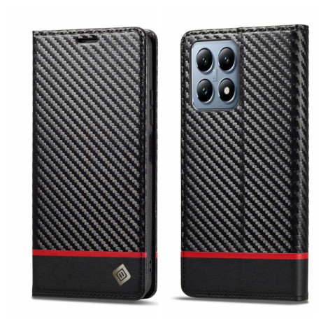 Чехол-книжка LCIMEEKE Carbon Fiber для Xiaomi 14T - Black