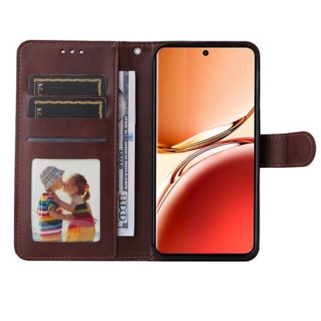 Чехол-книжка Stitching Calf Texture для OPPO Reno12 F/12 FS 4G - коричневый