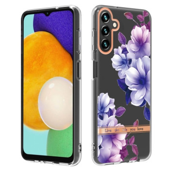 Противоударный чехол Flowers and Plants гибрид твердого и мягкого материала для Samsung Galaxy A04s/A13 5G - Purple Begonia