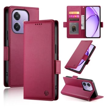 Чехол-книжка Side Buckle Magnetic Frosted Leather для OPPO A3/A3x/A40m - винно-красный