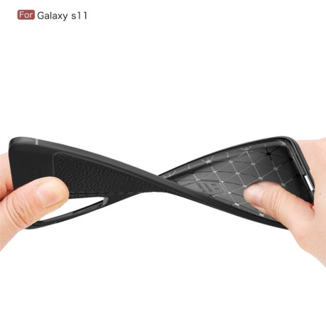 Ударозащитный чехол Litchi Texture на Samsung Galaxy S20 +Plus-красный