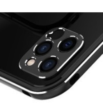 Защитная рамка  на заднюю камеру для iPhone 12 - черно-серебристая