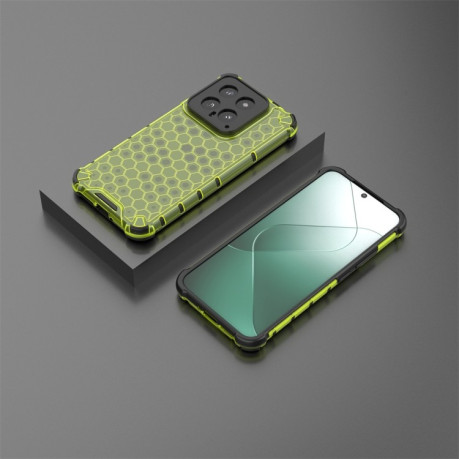 Противоударный чехол Honeycomb на Xiaomi 14 - зеленый