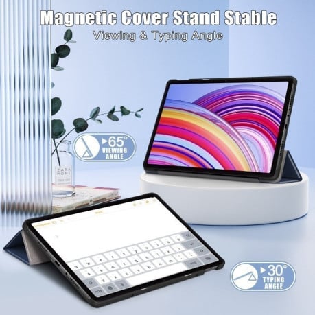 Чехол-книжка Custer Pattern Pure Color для Xiaomi Redmi Pad Pro 12.1 — тёмно-синий