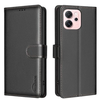 Чехол-книжка Litchi Texture RFID Anti-theft Leather на OPPO Reno 14F/FS - черный